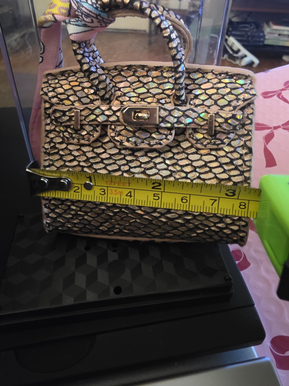 Source Unknown Pink Holographic Mini Tote with Black Accents - Picture 4 of 5